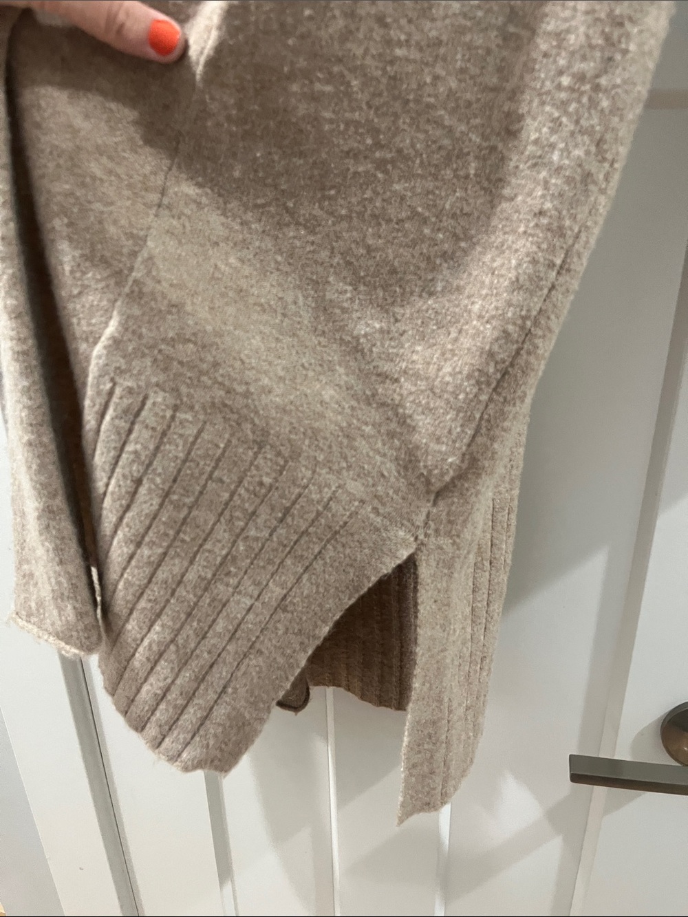 Cyrus XS Cozy Open-Front Long Cardigan Sweater Beige Wool Blend - Picture 9 of 14